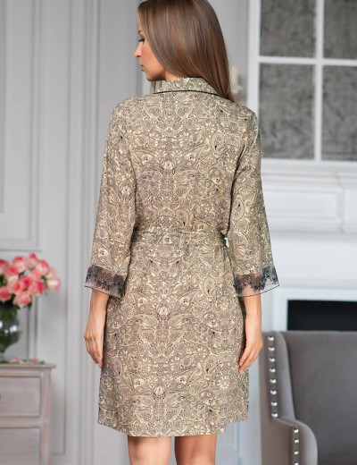 Рубашка-халат с поясом Mia-Amore DOMINICA 1267, Цвет: бежевый, Размеры: M, изображение 2