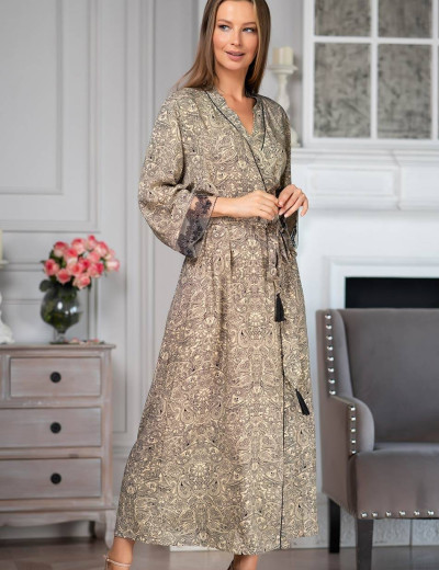 Длинный халат кимоно Mia-Amore DOMINICA 1269, Цвет: бежевый, Размеры: L/XL, изображение 3