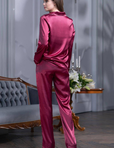 Пижама атласная Mia-Mella JULIA 8736 ягодный, Цвет: ягодный, Размеры: XL, изображение 2