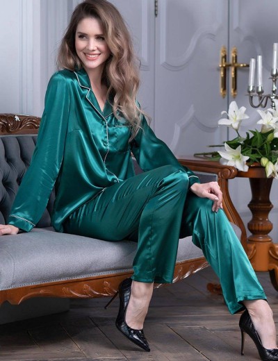 Атласный комплект-двойка Mia-Mella JULIA 8736 малахит, Цвет: малахит, Размеры: XS, изображение 3