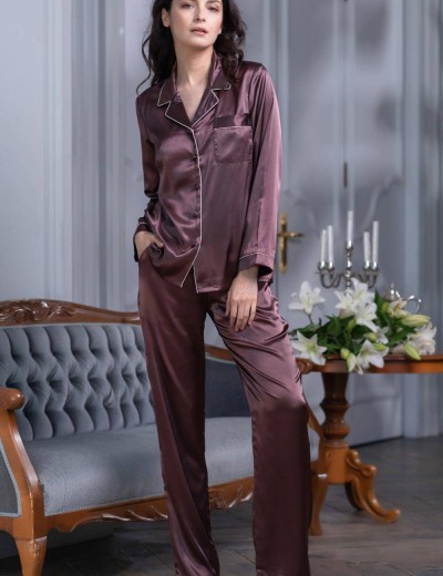 Атласный пижамный комплект тройка Mia-Mella JULIA 8735 шоколадный, Цвет: шоколадный, Размеры: S, изображение 4