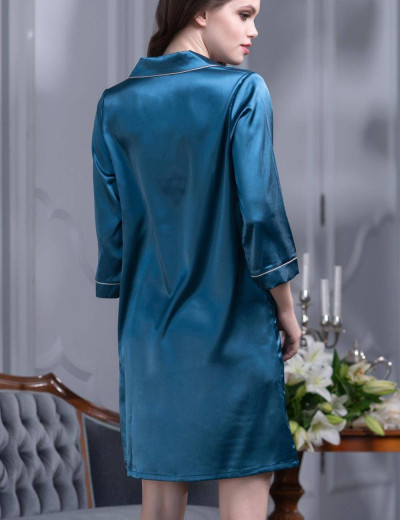 Атласная ночная рубашка Mia-Mella JULIA 8737 сапфир, Цвет: сапфир, Размеры: XS, изображение 2
