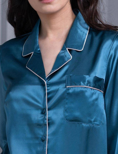 Атласная ночная рубашка Mia-Mella JULIA 8737 сапфир, Цвет: сапфир, Размеры: XS, изображение 3