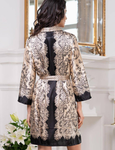 Шелковая рубашка-халат Mia-Amore PENELOPA 3697, Цвет: бежевый, Размеры: L, изображение 2