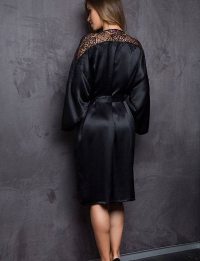 Халат кимоно атласный Mia-Mia EVELIN 17533 черный, Цвет: черный, Размеры: XL/2XL, изображение 2