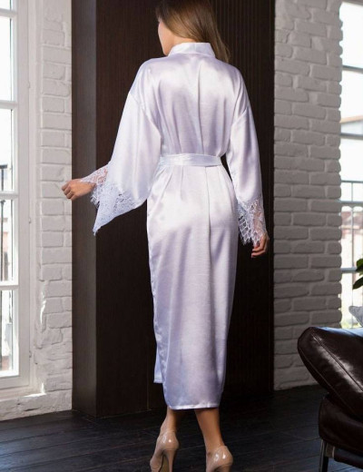 Длинный атласный халат кимоно Mia-Mia EVELIN 17539 белый, Цвет: белый, Размеры: S/M, изображение 2