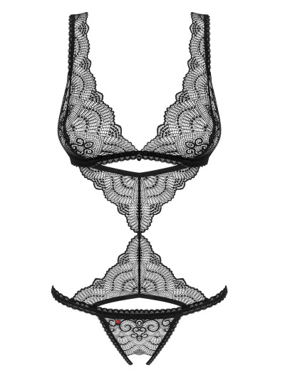 Соблазнительное боди Obsessive FIRELLA TEDDY, Цвет: черный, Размеры: S/M, изображение 3