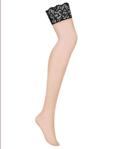 Чулки Obsessive JOYLACE STOCKING, Цвет: телесный/черный, Размеры: L/XL, изображение 3