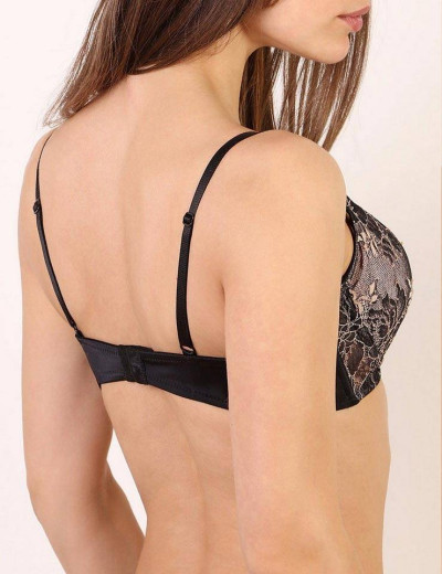 Бюстгальтер балконет Orhideja 557-018 черный/серебристый пион, Цвет: черный/пион, Размеры: 70D, изображение 2