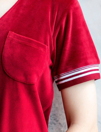 Велюровое домашнее платье Opium D-20, Цвет: гранат, Размеры: S, изображение 4