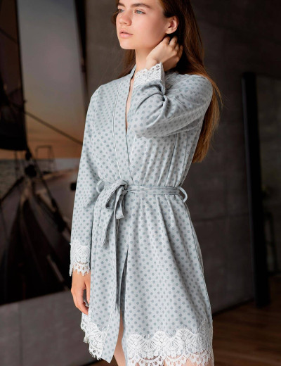 Халат с кружевной оборкой Opium K-10, Цвет: серый, Размеры: S, изображение 3
