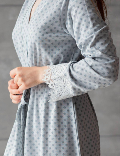 Халат с кружевной оборкой Opium K-10, Цвет: серый, Размеры: S, изображение 4