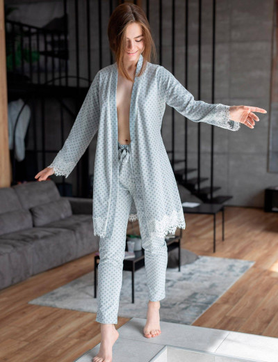 Халат с кружевной оборкой Opium K-10, Цвет: серый, Размеры: S, изображение 5