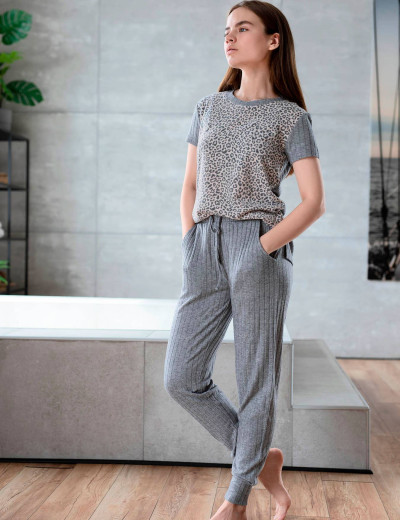 Домашние трикотажные брюки Opium P-67, Цвет: серый, Размеры: S, изображение 3