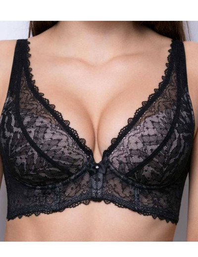 Бюстгальтер бралетт с формованной чашкой спейсер Orhideja 803-005 черный/серебристый пион, Цвет: черный/пион, Размеры: 75C, изображение 4