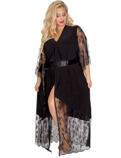 Длинный пеньюар Akcent 560 черный, Цвет: черный, Размеры: L, изображение 3