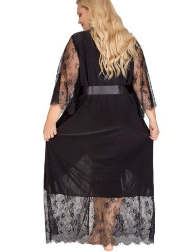 Длинный пеньюар Akcent 560 черный, Цвет: черный, Размеры: L, изображение 2