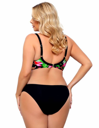 Черный раздельный купальник с цветами Lorin L3087/1 BIG, Цвет: флора, Размеры: 75E, изображение 2
