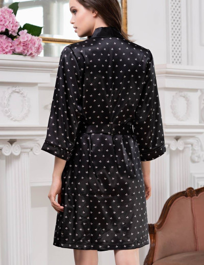 Атласный халат кимоно Mia-Mella CLEVER 8943 черный, Цвет: черный, Размеры: S/M, изображение 2