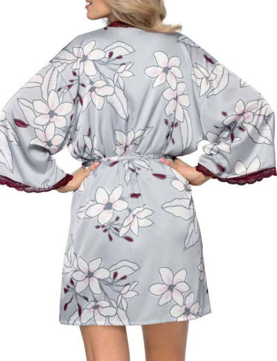 Атласный халат-кимоно Nipplex AURORA, Цвет: серый, Размеры: S, изображение 2