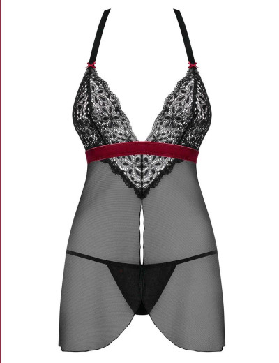 Соблазнительный бэби-долл + стринги Obsessive ROSSITA BABYDOLL, Цвет: черный, Размеры: L/XL, изображение 3 Соблазнительный бэби-долл + стринги Obsessive ROSSITA BABYDOLL, Цвет: черный, Размеры: L/XL, изображение 3