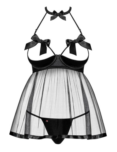 Соблазнительный бэби-долл + стринги Obsessive DELISHYA BABYDOLL, Цвет: черный, Размеры: L/XL, изображение 3