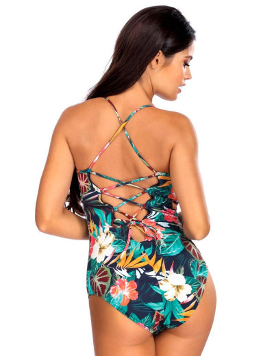 Слитный купальник с уплотненной чашкой Lorin L4402/1, Цвет: флора, Размеры: M, изображение 2