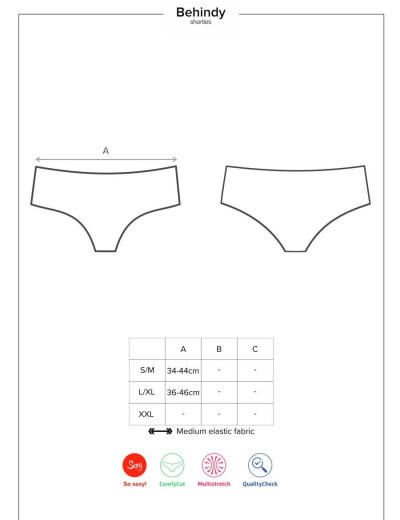 Трусики шортики Obsessive BEHINDY SHORTIES, Цвет: черный, Размеры: L/XL, изображение 4