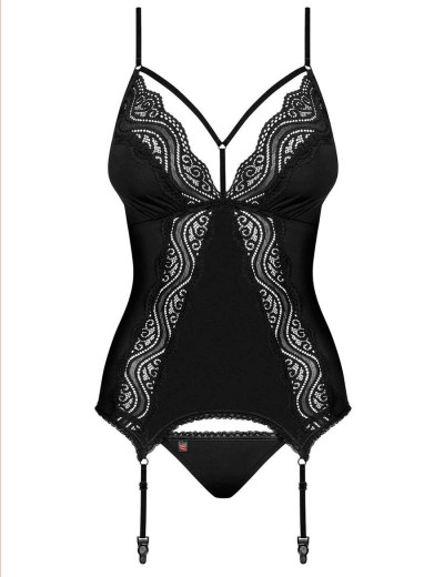 Мягкий корсет с трусиками Obsessive DIYOSA CORSET, Цвет: черный, Размеры: L/XL, изображение 3