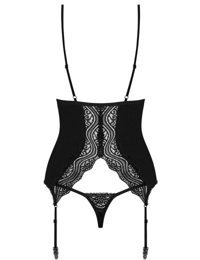 Мягкий корсет с трусиками Obsessive DIYOSA CORSET, Цвет: черный, Размеры: L/XL, изображение 4