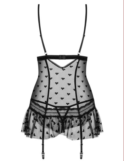 Мягкий корсет с трусиками Obsessive HEARTIA CORSET, Цвет: черный, Размеры: L/XL, изображение 4