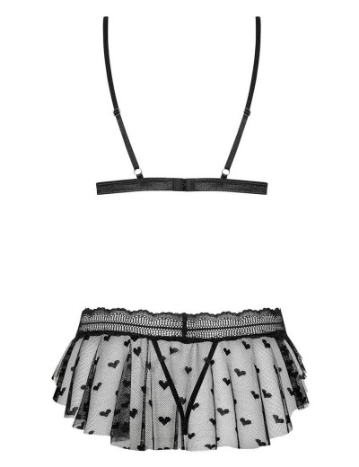 Сексуальный комплект Obsessive HEARTIA SET CUPLESS, Цвет: черный, Размеры: L/XL, изображение 4