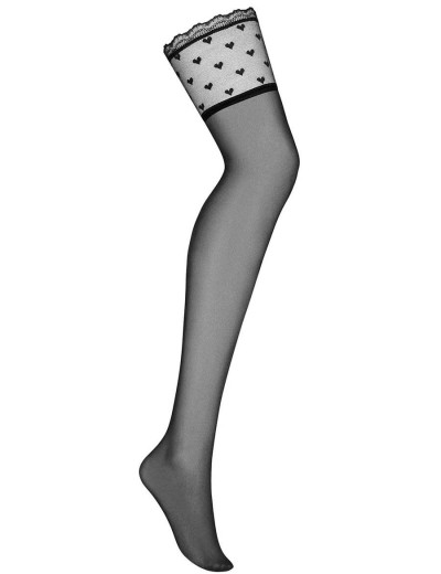 Чулки Obsessive HEARTIA STOCKING, Цвет: черный, Размеры: L/XL, изображение 4