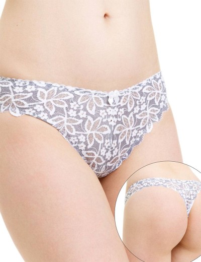 Трусы стринги биколорное кружево Simona M 003 рябушка, Цвет: рябушка, Размеры: M, изображение 4