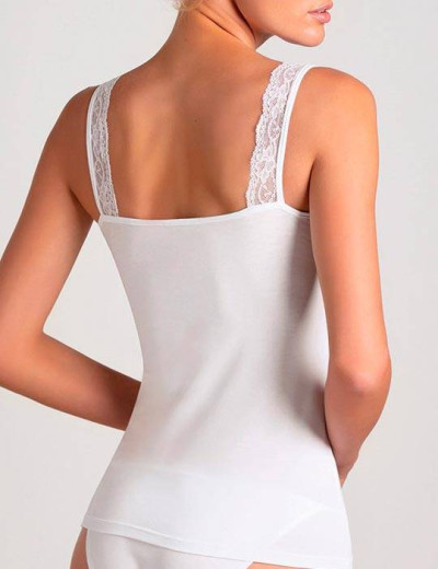 Хлопковая майка с кружевной вставкой Cotonella GD138 L_ALTRA bianco, Цвет: bianco (белый), Размеры: XL, изображение 2