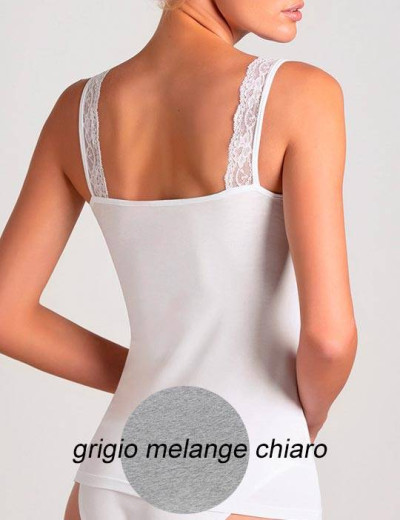 Хлопковая майка с кружевной вставкой Cotonella GD138 L_ALTRA grigio melange, Цвет: grigio melange (серы, Размеры: M, изображение 3 Хлопковая майка с кружевной вставкой Cotonella GD138 L_ALTRA grigio melange, Цвет: grigio melange (серы, Размеры: M, изображение 3