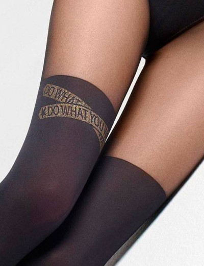 Фантазийные колготки с имитацией чулок Marilyn ZAZU U01 20/60 den черный, Цвет: черный, Размеры: 3/4, изображение 3