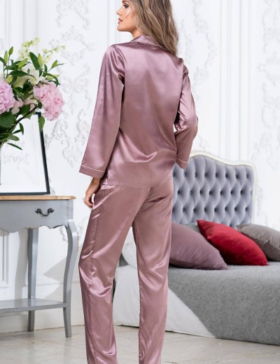 Атласный пижамный комплект тройка Mia-Mella JULIA 8735 пудра, Цвет: пудра, Размеры: XL, изображение 4