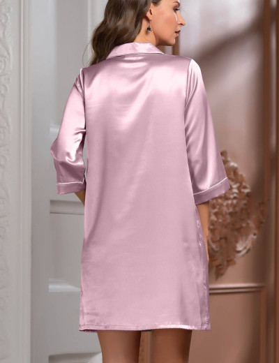 Атласная ночная рубашка Mia-Mella JULIA 8737 пудра, Цвет: пудра, Размеры: XL, изображение 2