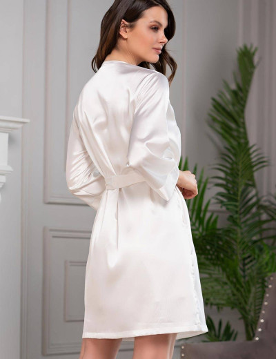 Атласный халат кимоно Mia-Amore MARISIA 8583 белый, Цвет: белый, Размеры: S/M, изображение 2