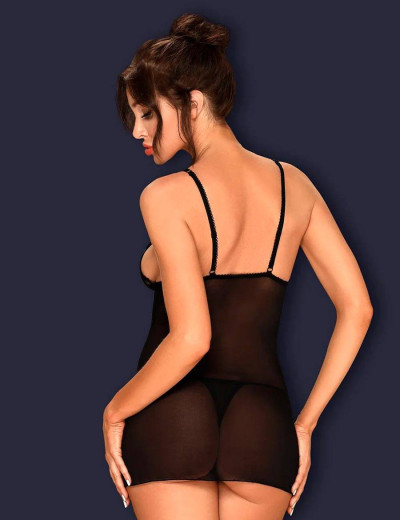 Сексуальная сорочка с трусиками Obsessive LUCITA CHEMISE, Цвет: черный, Размеры: S/M, изображение 2 Сексуальная сорочка с трусиками Obsessive LUCITA CHEMISE, Цвет: черный, Размеры: S/M, изображение 2