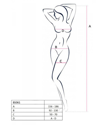 Эротический комбинезон сетка Passion BS 061 red, Цвет: красный, Размеры: S/M, изображение 3