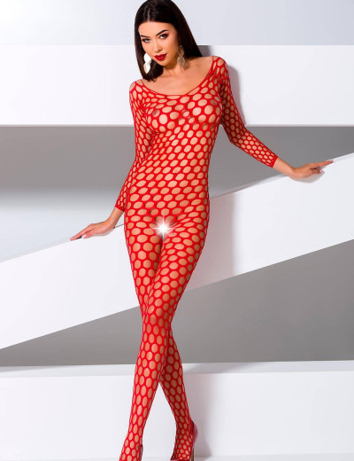 Эротический комбинезон сетка Passion BS 077 red, Цвет: красный, Размеры: UN, изображение 2
