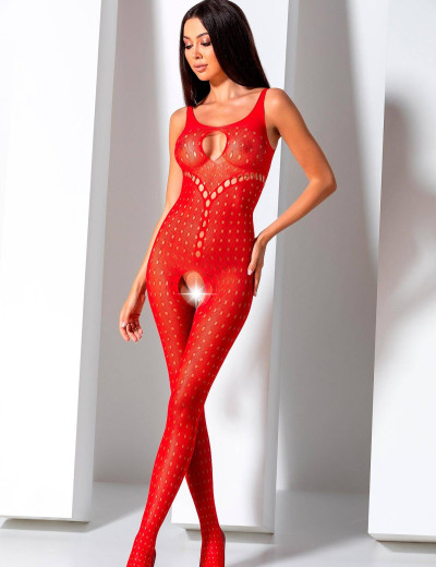 Эротический комбинезон сетка Passion BS 078 red, Цвет: красный, Размеры: S/M, изображение 2