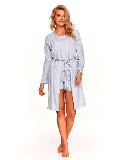 Хлопковый трикотажный халат Taro 2535 светло-серый, Цвет: светло-серый, Размеры: S, изображение 2