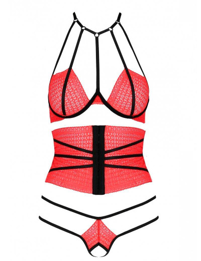 Сексуальный комплект-тройка Passion AKITA SET, Цвет: красный, Размеры: 2XL/3XL, изображение 3