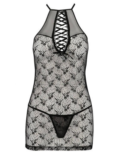 Сексуальная сорочка с трусиками Passion AZALIA CHEMISE, Цвет: черный, Размеры: S/M, изображение 3