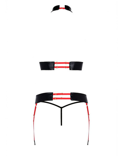 Сексуальный комплект с поясом для чулок Passion AZIZA SET red, Цвет: красный, Размеры: L/XL, изображение 4