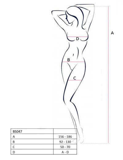Эротический комбинезон сетка Passion BS 047 red, Цвет: красный, Размеры: S/M, изображение 3