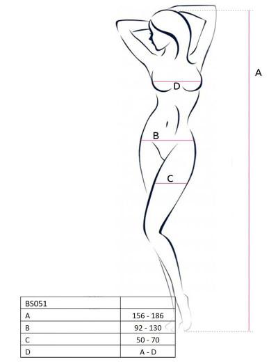 Эротический комбинезон сетка Passion BS 051 white, Цвет: белый, Размеры: S/M, изображение 3